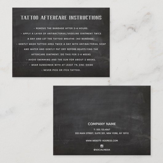  Tattoo Aftercare Instructies Zwart Visitekaartje (Voorkant / Achterkant)