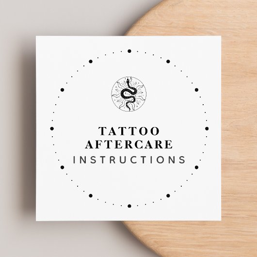 Tattoo Aftercare Instructies Zwart-wittekst Vierkante Visitekaartje