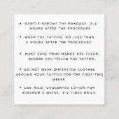 Tattoo Aftercare Instructies Zwart-wittekst Vierkante Visitekaartje (Achterkant)