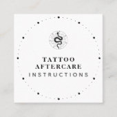 Tattoo Aftercare Instructies Zwart-wittekst Vierkante Visitekaartje (Voorkant)