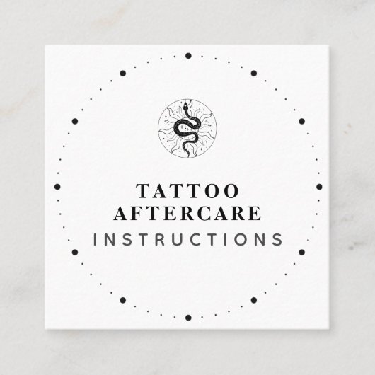 Tattoo Aftercare Instructies Zwart-wittekst Vierkante Visitekaartje (Voorkant)