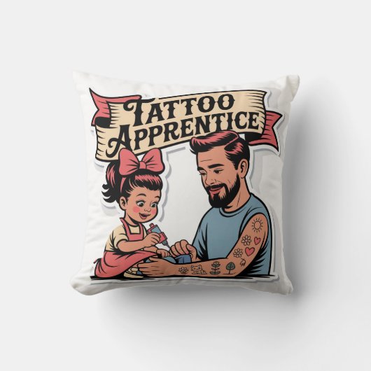 Tattoo Apprentice - Schattigee Cartoon vader en do Kussen (Voorkant)
