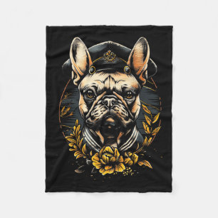 Tattoo Art Franse Bulldog Traditionele zeiler Fleece Deken