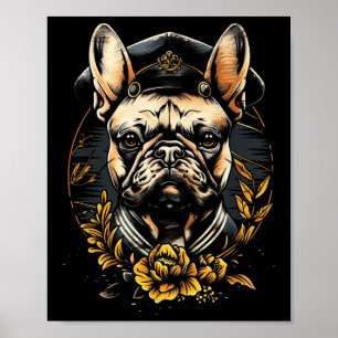 Tattoo Art Franse Bulldog Traditionele zeiler Poster