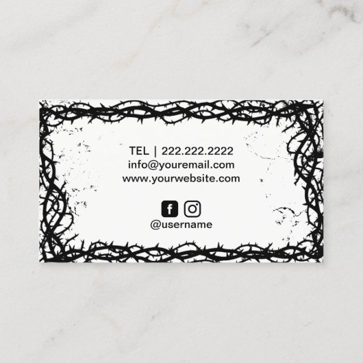 Tattoo Art Gothic Crow Black Thorn Vine-omhuld Visitekaartje (Achterkant)