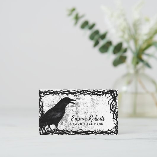 Tattoo Art Gothic Crow Black Thorn Vine-omhuld Visitekaartje (Staand voorkant)