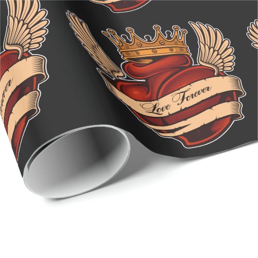 Tattoo Art Mexicaans Heart Gift Wrapping Paper Cadeaupapier (Rol Hoek)