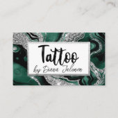 Tattoo Artiest Afspraak Herinnering Zilver Groen Visitekaartje (Voorkant)