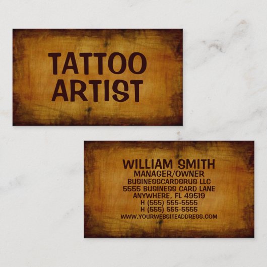 Tattoo Artiest Antiek Visitekaartje (Voorkant / Achterkant)