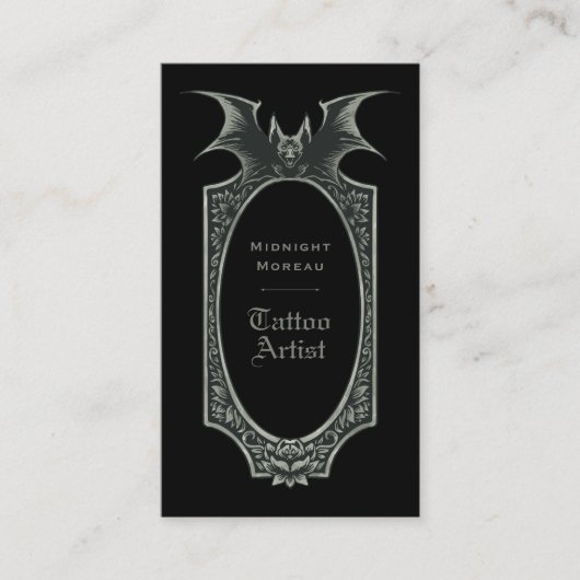 Tattoo Artiest Bat QR Code Visitekaartje (Voorkant)