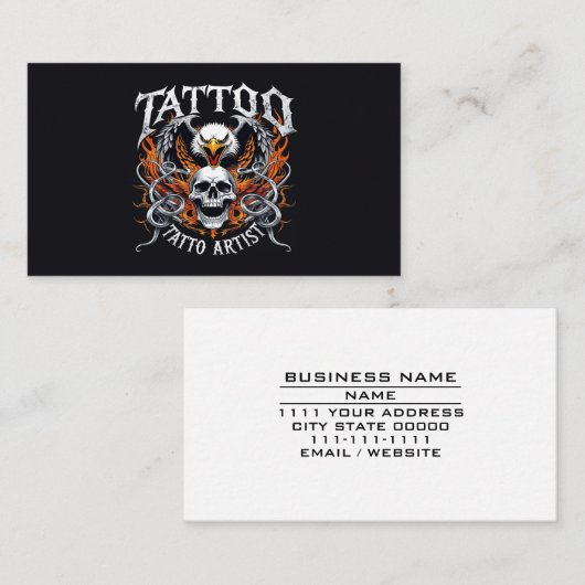 Tattoo Artiest Beroep Body Art Tat Shop Parlor Visitekaartje (Voorkant / Achterkant)