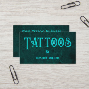 Tattoo Artiest Blauwgroen Skull Visitekaartje