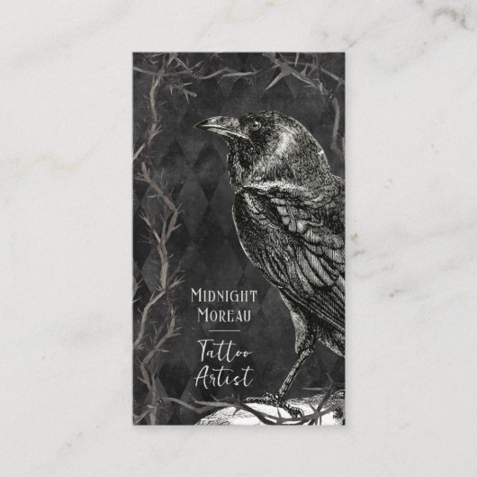 Tattoo Artiest Crow QR Code Business Visitekaartje (Voorkant)