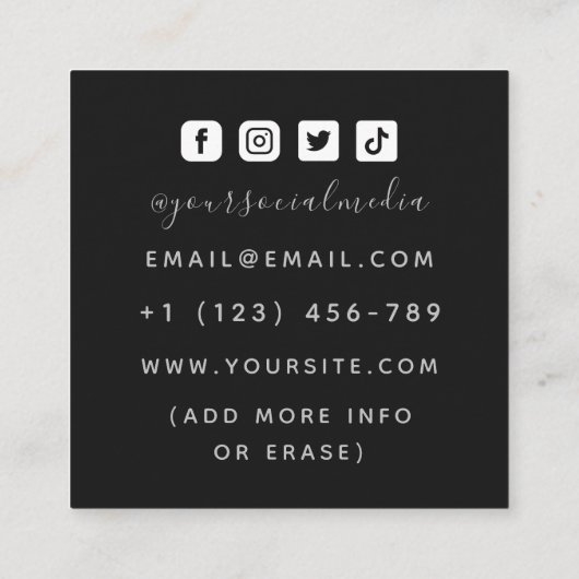 Tattoo artiest Floral Dragon Social Media Cool Red Vierkante Visitekaartje (Achterkant)