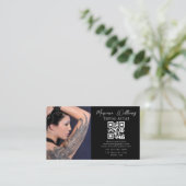 tattoo-artiest foto qr-code zwart visitekaartje (Staand voorkant)