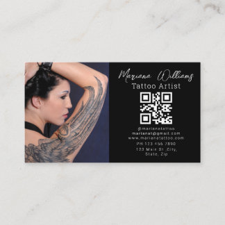 tattoo-artiest foto qr-code zwart visitekaartje