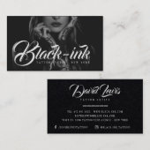 Tattoo Artiest Fotoscript Typografie Black Kraft Visitekaartje (Voorkant / Achterkant)