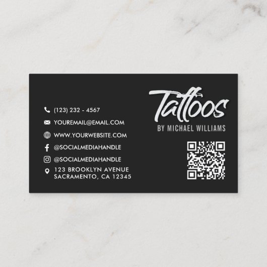 Tattoo Artiest Fototypografie Visitekaartje (Achterkant)