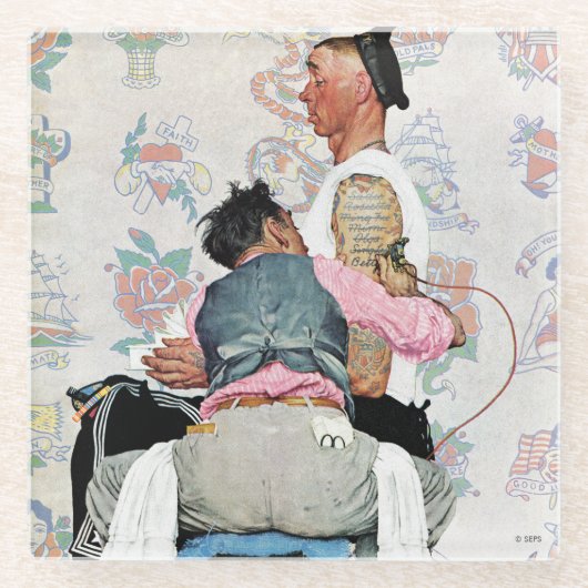 Tattoo artiest glazen onderzetter (Voorkant)