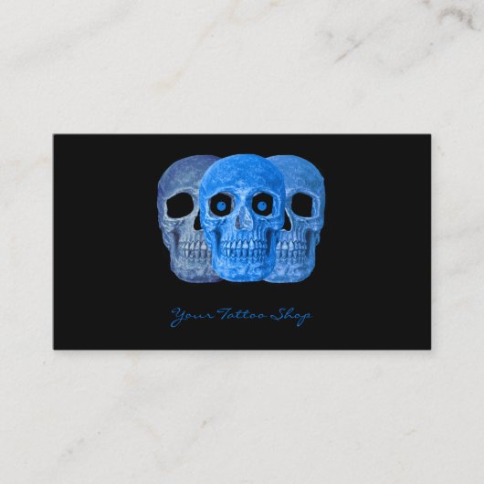 Tattoo Artiest Gothic Blue Black Skull Visitekaartje (Voorkant)