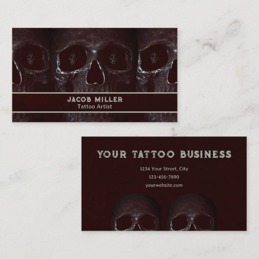Tattoo Artiest Gothic Bourgondië Dark Academia Sku Visitekaartje (Voorkant / Achterkant)