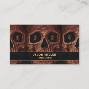 Tattoo Artiest Gothic Brown Skull Black Achtergron Visitekaartje