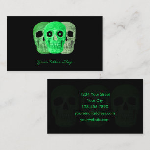 Tattoo Artiest Gothic Green Black Skull Visitekaartje