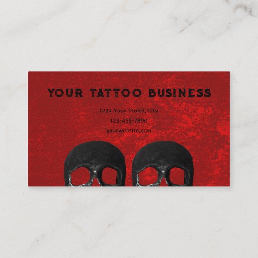 Tattoo Artiest Gothic Red Black Dark Academia Skul Visitekaartje (Achterkant)