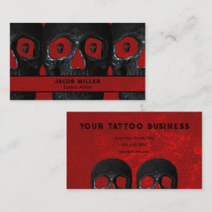 Tattoo Artiest Gothic Red Black Dark Academia Skul Visitekaartje