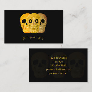 Tattoo Artiest Gothic Yellow Black Skull Visitekaartje