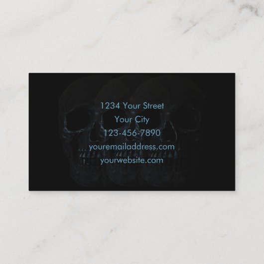 Tattoo Artiest Gothic Zwart Blauw Donkere Schedel Visitekaartje (Achterkant)