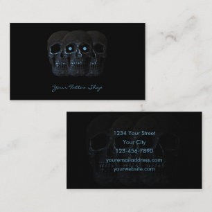 Tattoo Artiest Gothic Zwart Blauw Donkere Schedel Visitekaartje