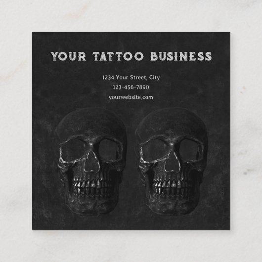Tattoo Artiest Gothic Zwart Donker Academia Schede Vierkante Visitekaartje (Achterkant)