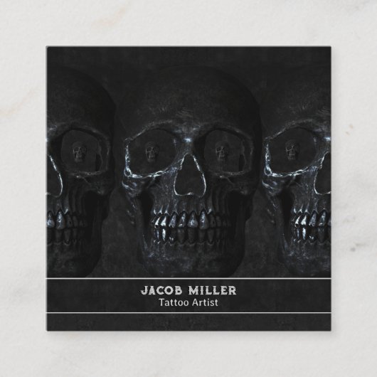 Tattoo Artiest Gothic Zwart Donker Academia Schede Vierkante Visitekaartje (Voorkant)