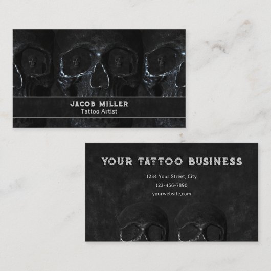 Tattoo Artiest Gothic Zwart Donker Academia Schede Visitekaartje (Voorkant / Achterkant)