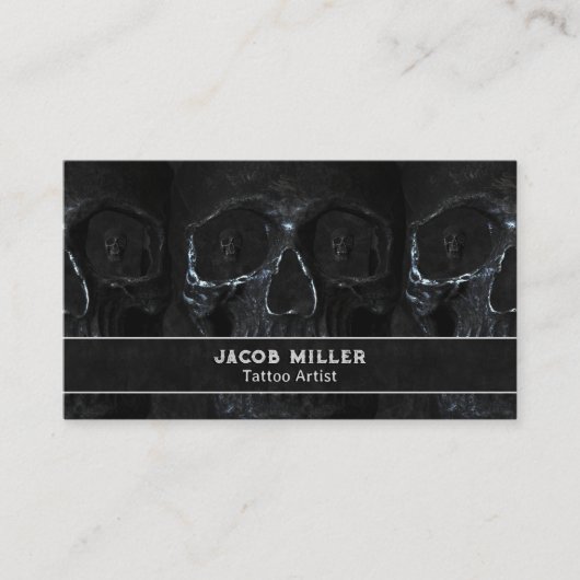 Tattoo Artiest Gothic Zwart Donker Academia Schede Visitekaartje (Voorkant)