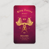 Tattoo Artiest Goud Rood Monogram Modern Visitekaartje (Voorkant)
