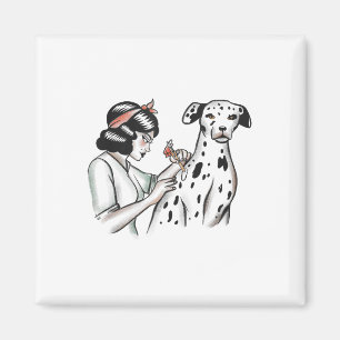 Tattoo artiest met trouwe hond voor vrouwen 1 magneet