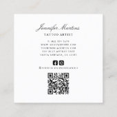 Tattoo Artiest Modern Zwart-Wit QR Code Vierkante Visitekaartje (Achterkant)