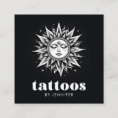 Tattoo Artiest Modern Zwart-Wit QR Code Vierkante Visitekaartje (Voorkant)