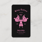 Tattoo Artiest Monogram Zwart Roze Modern Visitekaartje (Voorkant)