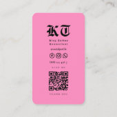 Tattoo Artiest Monogram Zwart Roze Modern Visitekaartje (Achterkant)