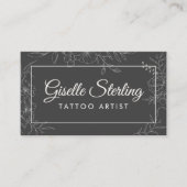 Tattoo Artiest Moody Houtskool Grijs Bloemen Moder Visitekaartje (Voorkant)