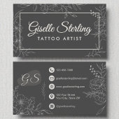 Tattoo Artiest Moody Houtskool Grijs Bloemen Moder Visitekaartje