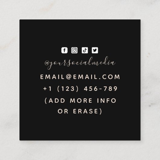 Tattoo artiest Neon Skull Schattige Minimal Social Vierkante Visitekaartje (Achterkant)