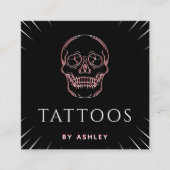Tattoo artiest Neon Skull Schattige Minimal Social Vierkante Visitekaartje (Voorkant)
