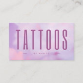 Tattoo Artiest QR Code & Logo Paarse Holografisch Visitekaartje (Voorkant)
