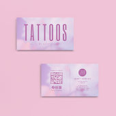 Tattoo Artiest QR Code & Logo Paarse Holografisch Visitekaartje