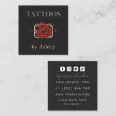 Tattoo Artiest Red Chinese Snake Social Media Cool Vierkante Visitekaartje (Voorkant / Achterkant)