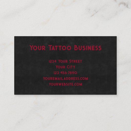 Tattoo Artiest Rood Zwart Cool Skull Visitekaartje (Achterkant)